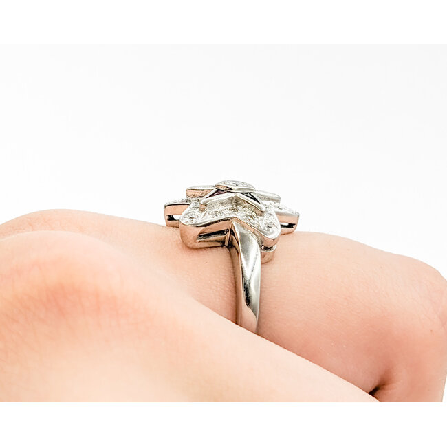 Ring Vintage Mid-Century Eastern Star .25ctw Round Diamonds Multi-Tappered Gemstones 14kw sz5.5 124060764