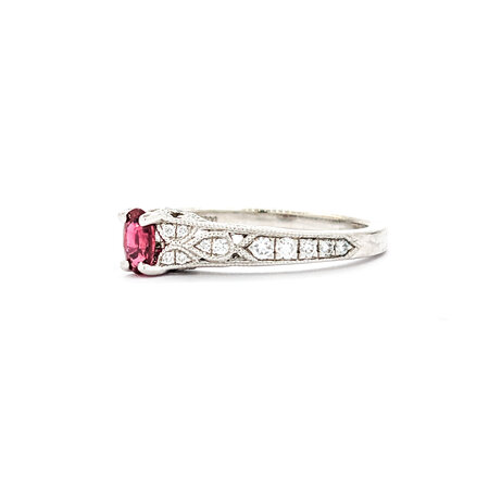 Ring .22ctw Round Diamonds .33ct Ruby 14kw sz7 4mm 124060167