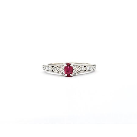 Ring .22ctw Round Diamonds .33ct Ruby 14kw sz7 4mm 124060167