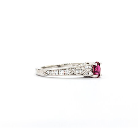 Ring .22ctw Round Diamonds .33ct Ruby 14kw sz7 4mm 124060167