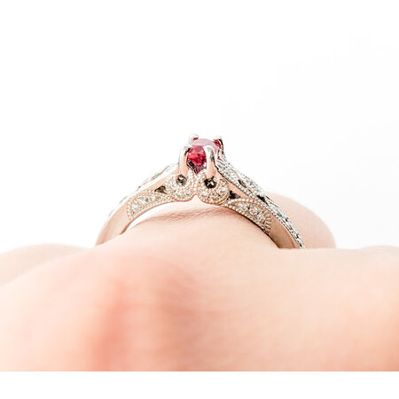 Ring .22ctw Round Diamonds .33ct Ruby 14kw sz7 4mm 124060167