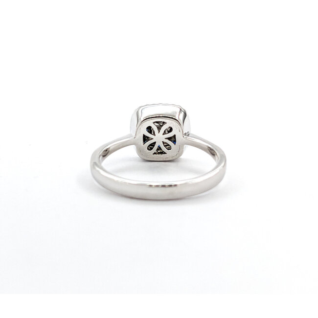 Ring .16ctw Round Diamonds .20ctw Blue Sapphire 14kw sz7 10x9.5mm 124060166