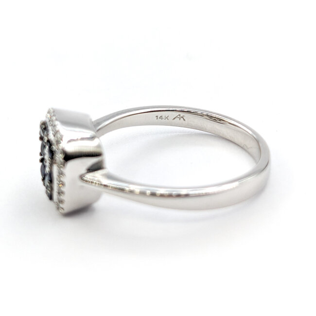 Ring .16ctw Round Diamonds .20ctw Blue Sapphire 14kw sz7 10x9.5mm 124060166