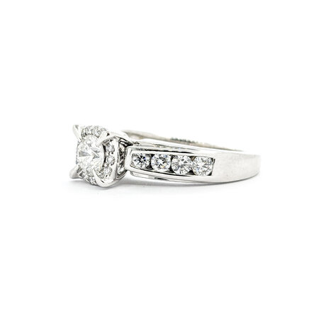 Ring Engagement Halo W/Claw Prongs .46ct Round Diamond .58ctw Diamonds 14kw sz7 224060305