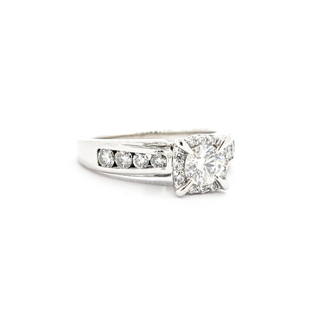 Ring Engagement Halo W/Claw Prongs .46ct Round Diamond .58ctw Diamonds 14kw sz7 224060305