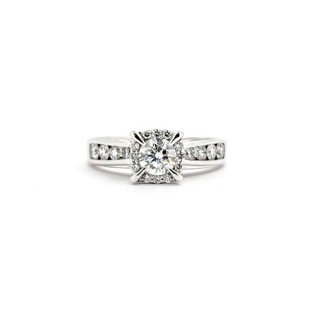 Ring Engagement Halo W/Claw Prongs .46ct Round Diamond .58ctw Diamonds 14kw sz7 224060305