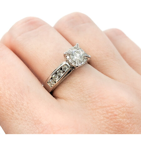 Ring Engagement Halo W/Claw Prongs .46ct Round Diamond .58ctw Diamonds 14kw sz7 224060305