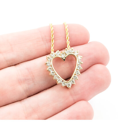 Pendant Heart W/Rope Chain .60ctw Round Diamonds 17.5x18.5mm 14ky 20"" 224061001