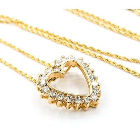 Pendant Heart W/Rope Chain .60ctw Round Diamonds 17.5x18.5mm 14ky 20"" 224061001