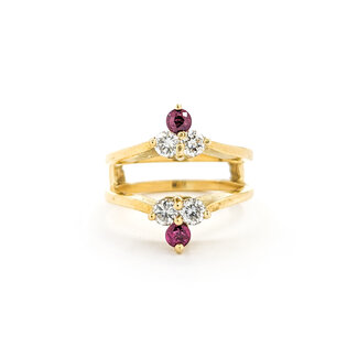 Ring .50ctw Round Diamonds .25ctw Ruby 18ky sz5.5 124060153