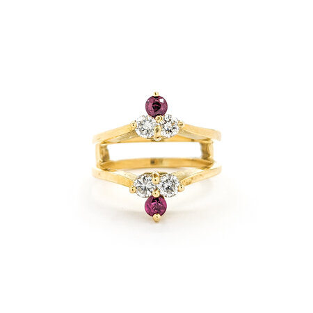 Ring .50ctw Round Diamonds .25ctw Ruby 18ky sz5.5 124060153