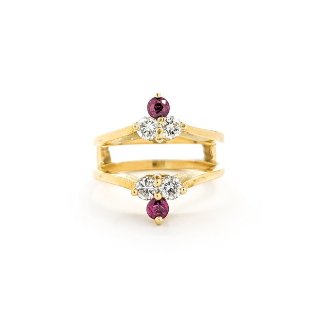 Ring .50ctw Round Diamonds .25ctw Ruby 18ky sz5.5 124060153