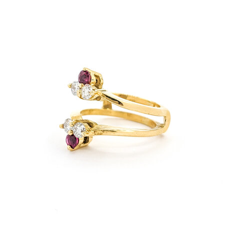 Ring .50ctw Round Diamonds .25ctw Ruby 18ky sz5.5 124060153