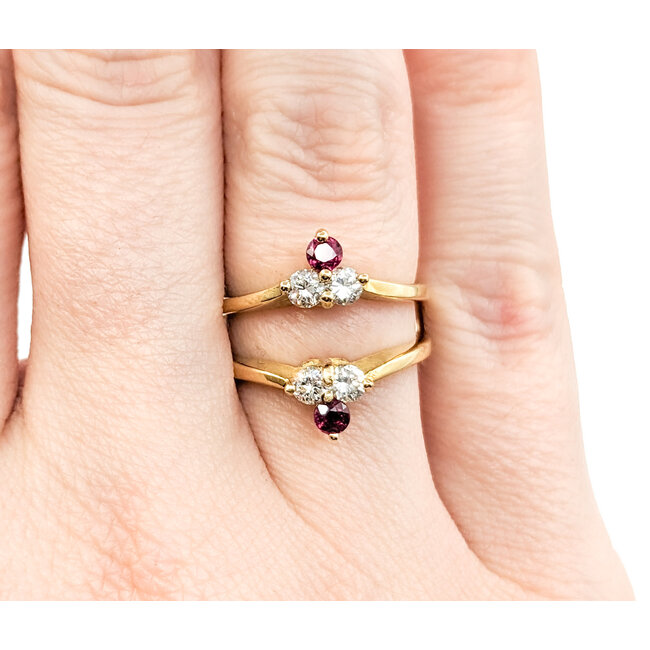 Ring .50ctw Round Diamonds .25ctw Ruby 18ky sz5.5 124060153
