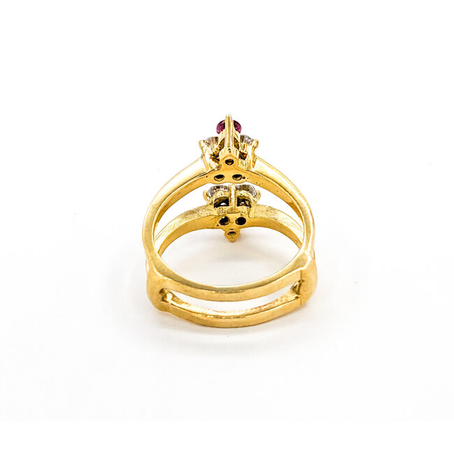Ring .50ctw Round Diamonds .25ctw Ruby 18ky sz5.5 124060153