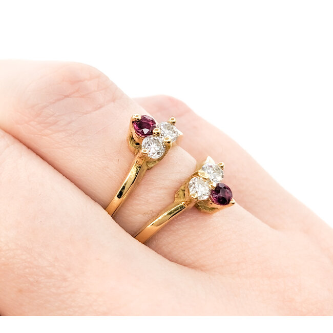 Ring .50ctw Round Diamonds .25ctw Ruby 18ky sz5.5 124060153