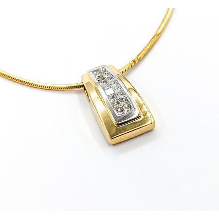 Pendant Invisible Set W/Octagnal Snake Chain .50ctw Princess Diamonds 18.50x10.5mm 14ky 20"" 224061002