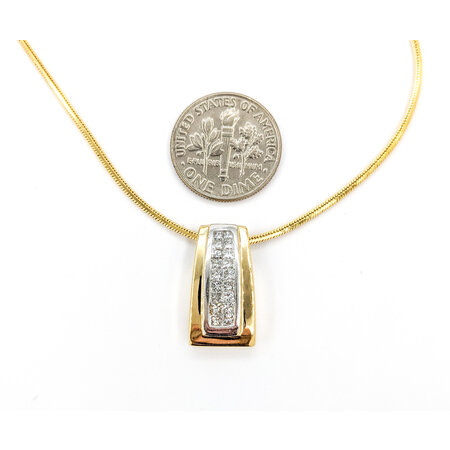 Pendant Invisible Set W/Octagnal Snake Chain .50ctw Princess Diamonds 18.50x10.5mm 14ky 20"" 224061002