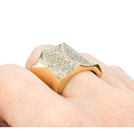 Ring Concave Pave .50ctw Single Cut Diamonds 14ky sz7 224060006