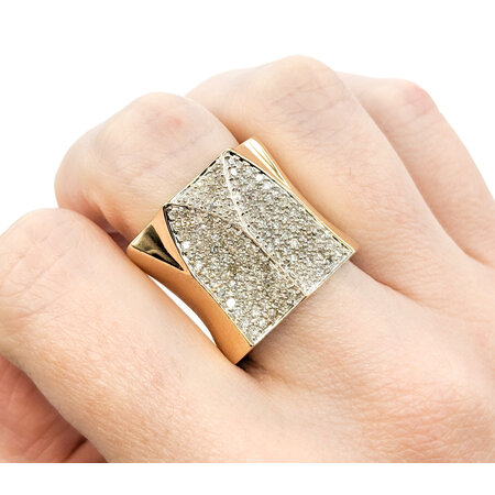 Ring Concave Pave .50ctw Single Cut Diamonds 14ky sz7 224060006