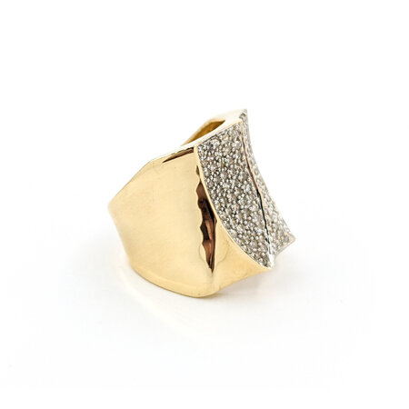 Ring Concave Pave .50ctw Single Cut Diamonds 14ky sz7 224060006