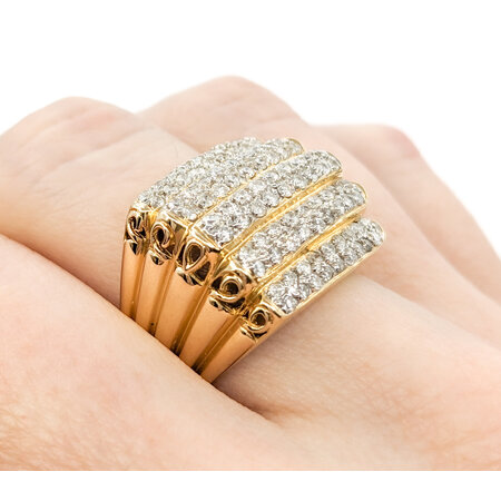 Ring 5 Row Pave 1.50ctw Round Diamonds 14ky sz7 224060004