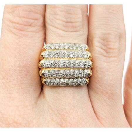 Ring 5 Row Pave 1.50ctw Round Diamonds 14ky sz7 224060004