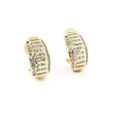  Earrings "J" Hoop 1.00ctw Single Cut Diamonds Omega Back 22x11mm 10ky 224064004