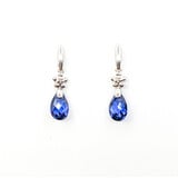  Earrings Dangle .01ctw Round Diamonds Friction Back 5mm Lab Grown Sapphires 14kw 224064157