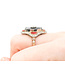 Ring Vintage Onyx Shield Ring 1.20ctw European Cut Diamonds .75ctw Coral Platinum & 18ky sz8 124060752