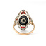 Ring Vintage Onyx Shield Ring 1.20ctw European Cut Diamonds .75ctw Coral Platinum & 18ky sz8 124060752