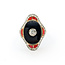Ring Vintage Onyx Shield Ring 1.20ctw European Cut Diamonds .75ctw Coral Platinum & 18ky sz8 124060752