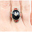 Ring Vintage Onyx Shield Ring 1.20ctw European Cut Diamonds .75ctw Coral Platinum & 18ky sz8 124060752