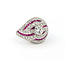Ring Vintage Mid-Century 1.67ctw Euro Cut & Single Cut Diamonds .75ctw Ruby 950pt sz7.5 124060757