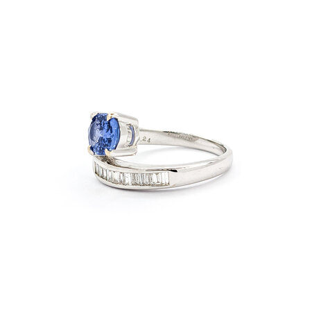 Ring Bypass .53ctw Baguette Diamonds 1.24ct Sapphire Platinum sz7 224060176