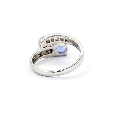 Ring Bypass .53ctw Baguette Diamonds 1.24ct Sapphire Platinum sz7 224060176