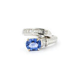  Ring Bypass .53ctw Baguette Diamonds 1.24ct Sapphire Platinum sz7 224060176