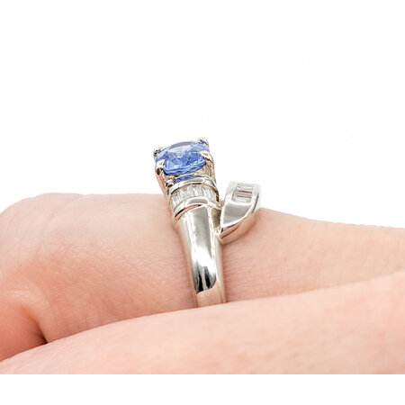 Ring Bypass .53ctw Baguette Diamonds 1.24ct Sapphire Platinum sz7 224060176