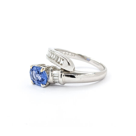 Ring Bypass .53ctw Baguette Diamonds 1.24ct Sapphire Platinum sz7 224060176