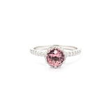  Ring Halo .30ctw Round Diamonds 1.03ct Pink Tourmaline 14kw sz6 7.9x7.9mm 124060211