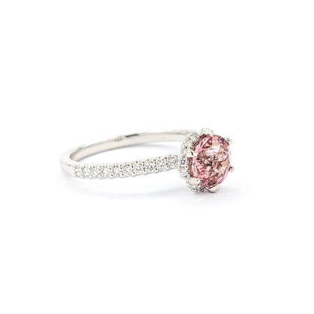 Ring Halo .30ctw Round Diamonds 1.03ct Pink Tourmaline 14kw sz6 7.9x7.9mm 124060211