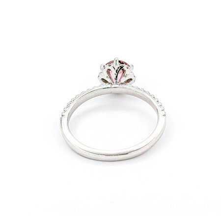 Ring Halo .30ctw Round Diamonds 1.03ct Pink Tourmaline 14kw sz6 7.9x7.9mm 124060211