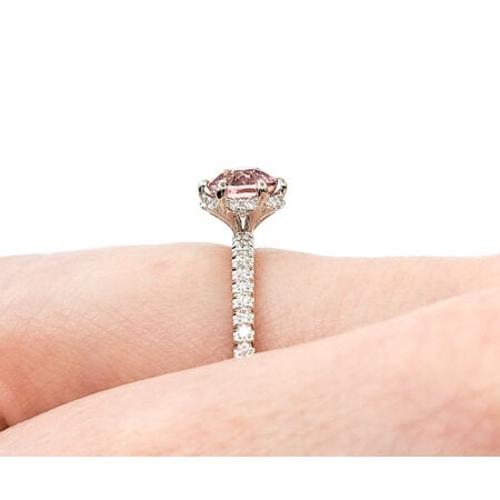 Ring Halo .30ctw Round Diamonds 1.03ct Pink Tourmaline 14kw sz6 7.9x7.9mm 124060211