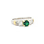 Ring Milgrain .75ctw Princess Diamonds .52ct Emerald 18kt & Platinum sz7.5 4.8mm 124060213