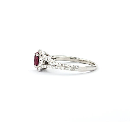 Ring .25ctw Round Diamonds .66ct Ruby Sz6 18kw 7.4mm 124060183