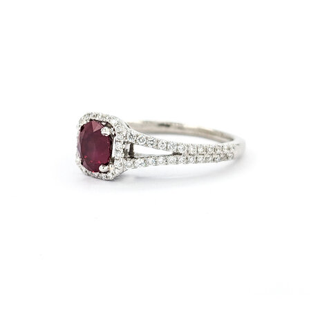 Ring .25ctw Round Diamonds .66ct Ruby Sz6 18kw 7.4mm 124060183