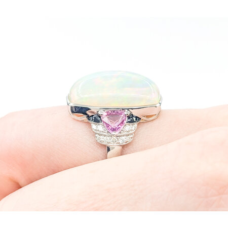 Ring .16ctw Round Diamonds 8.70ct Opal 1.0ctw Multi-Color Sapphires Platinum sz7 224060177