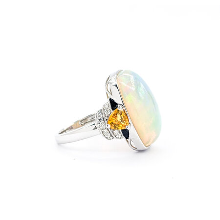 Ring .16ctw Round Diamonds 8.70ct Opal 1.0ctw Multi-Color Sapphires Platinum sz7 224060177