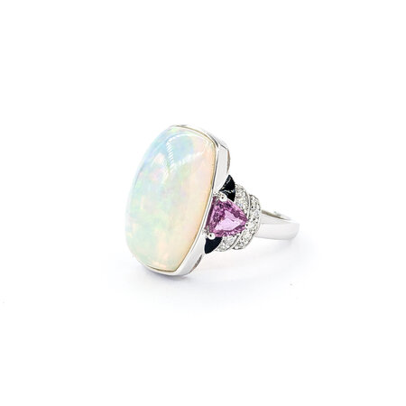 Ring .16ctw Round Diamonds 8.70ct Opal 1.0ctw Multi-Color Sapphires Platinum sz7 224060177