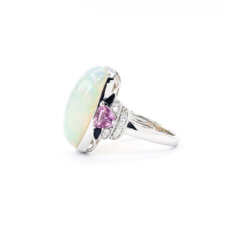 Ring .16ctw Round Diamonds 8.70ct Opal 1.0ctw Multi-Color Sapphires Platinum sz7 224060177